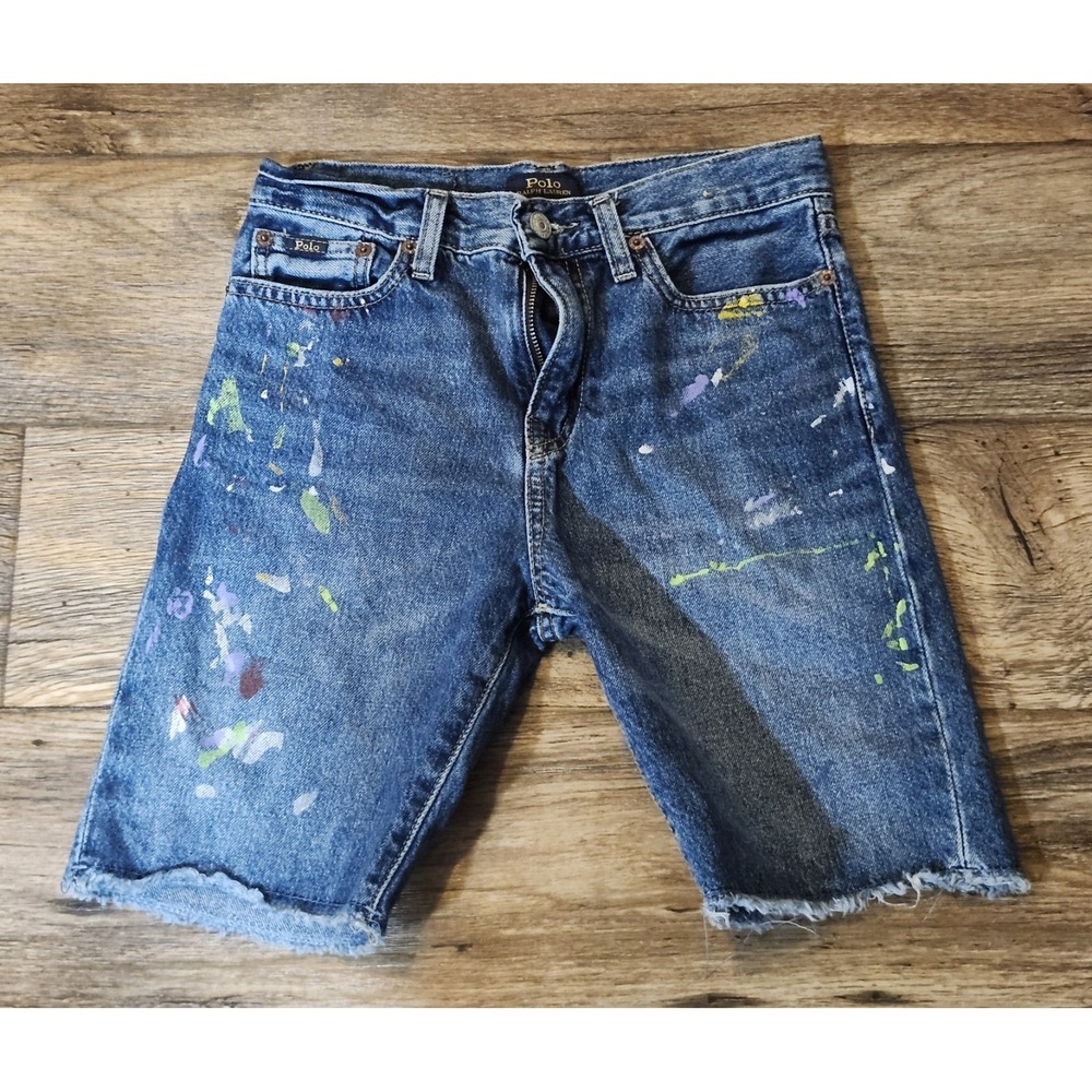 Boy's POLO Ralph Lauren Denim Shorts The Slim Sullivan - Size 14 Paint Splatter
